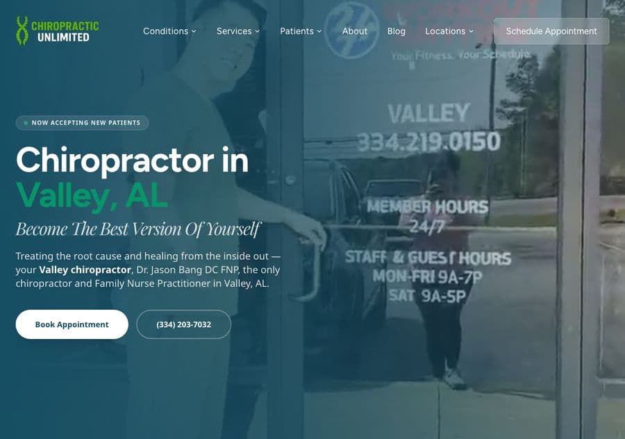 Chiropractic Unlimited — Practice site rebuilt for a Valley, Alabama chiropractor.