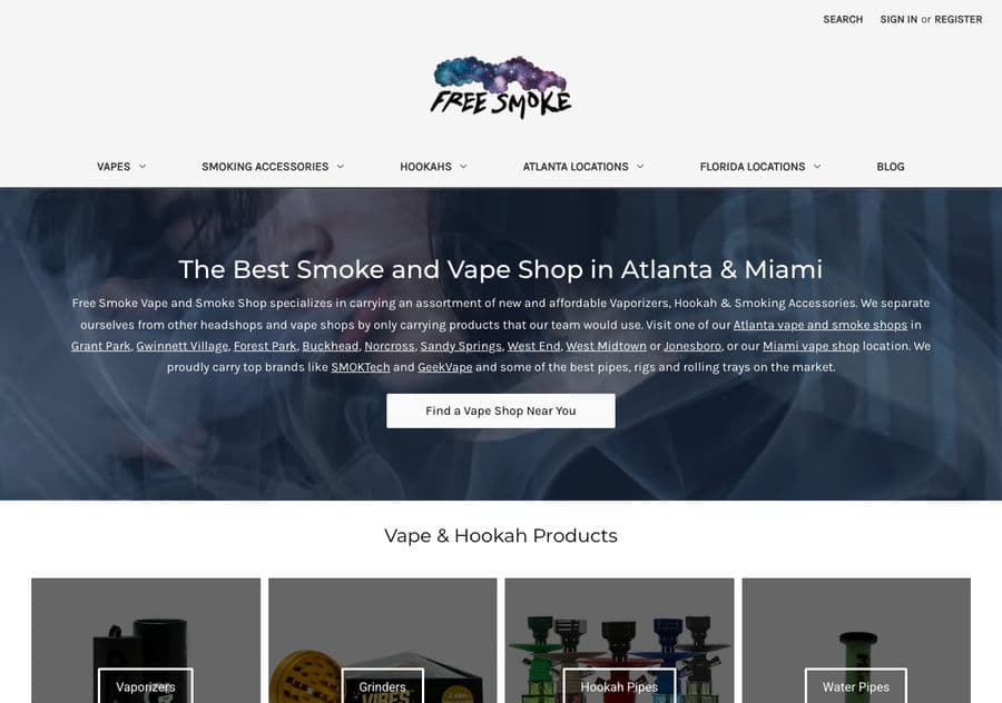 Free Smoke — Ten stores, and one answer to whether each one shows up when someone nearby searches.
